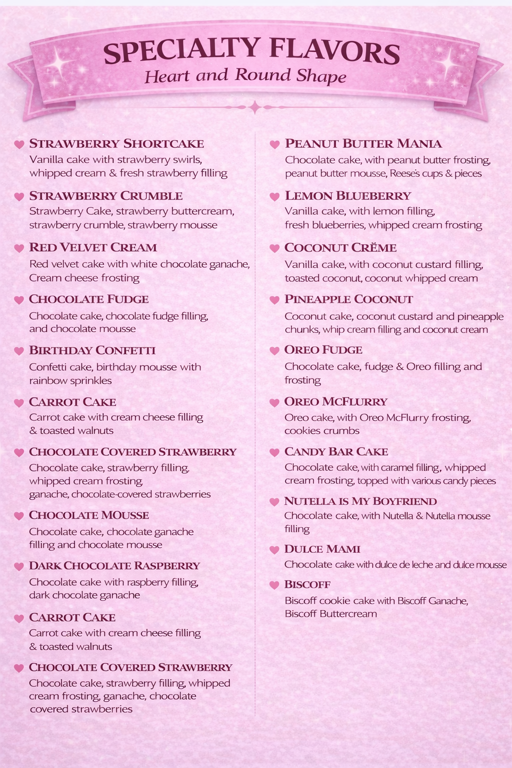 Specialty Cake Flavors